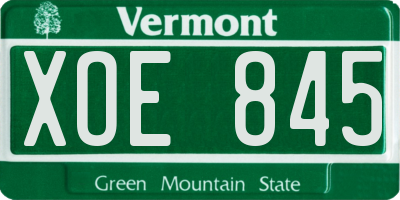 VT license plate XOE845