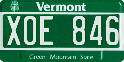 VT license plate XOE846