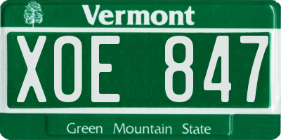 VT license plate XOE847