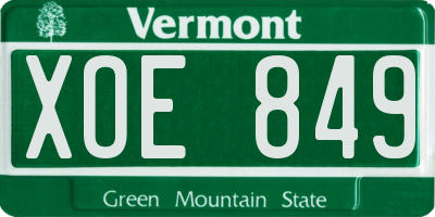VT license plate XOE849