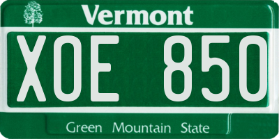 VT license plate XOE850