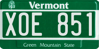VT license plate XOE851