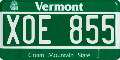 VT license plate XOE855
