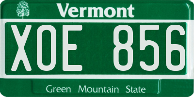 VT license plate XOE856