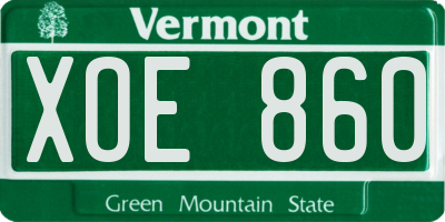 VT license plate XOE860