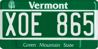 VT license plate XOE865