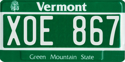 VT license plate XOE867