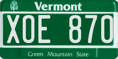 VT license plate XOE870