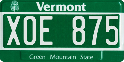 VT license plate XOE875