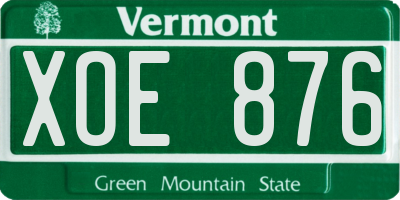 VT license plate XOE876