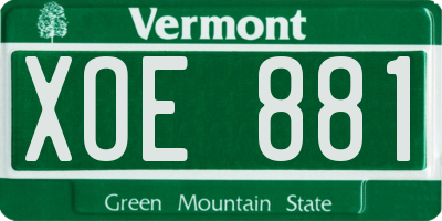 VT license plate XOE881