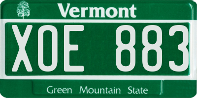 VT license plate XOE883