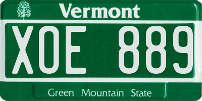 VT license plate XOE889