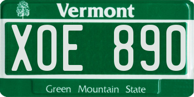 VT license plate XOE890