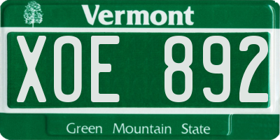 VT license plate XOE892