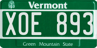 VT license plate XOE893