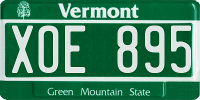 VT license plate XOE895