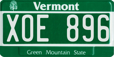 VT license plate XOE896
