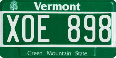 VT license plate XOE898