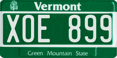 VT license plate XOE899