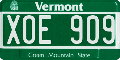VT license plate XOE909