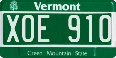 VT license plate XOE910