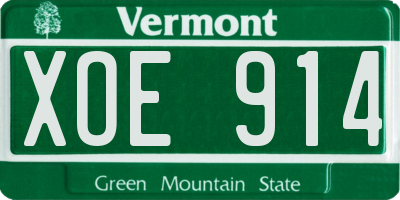 VT license plate XOE914