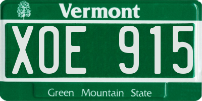 VT license plate XOE915