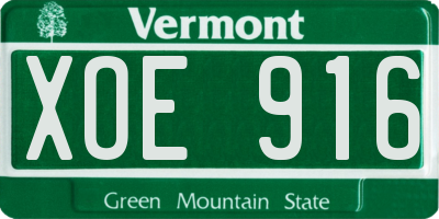 VT license plate XOE916