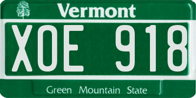 VT license plate XOE918