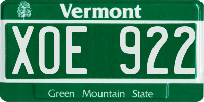 VT license plate XOE922