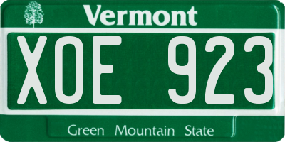 VT license plate XOE923