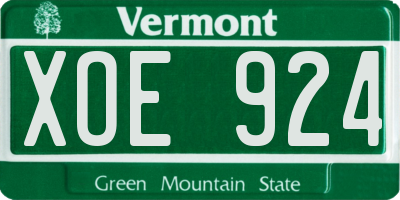 VT license plate XOE924