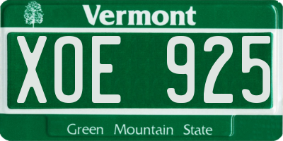 VT license plate XOE925