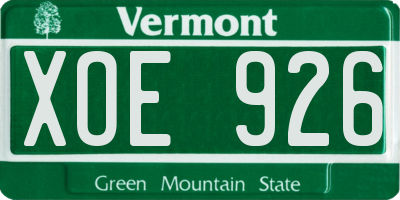VT license plate XOE926