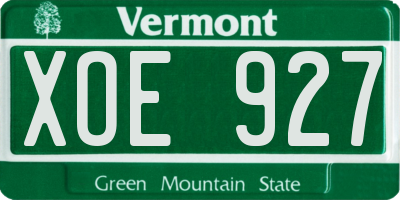 VT license plate XOE927