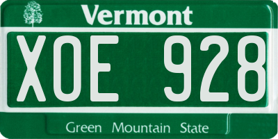 VT license plate XOE928