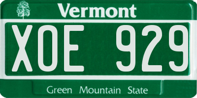 VT license plate XOE929