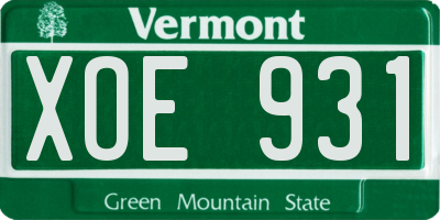 VT license plate XOE931