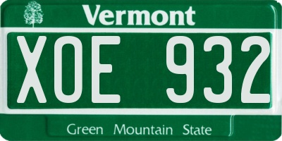 VT license plate XOE932