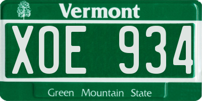 VT license plate XOE934