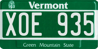 VT license plate XOE935