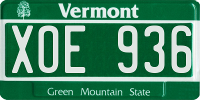 VT license plate XOE936