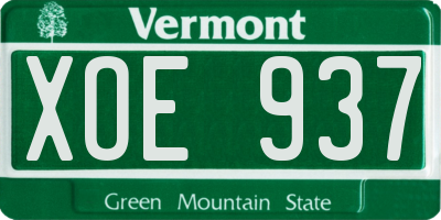 VT license plate XOE937