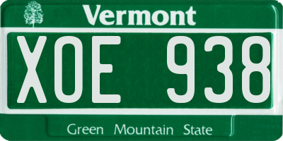 VT license plate XOE938