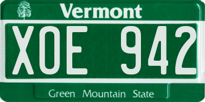 VT license plate XOE942