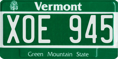 VT license plate XOE945