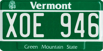 VT license plate XOE946
