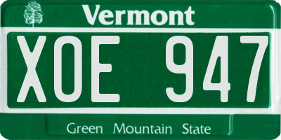 VT license plate XOE947