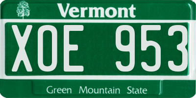VT license plate XOE953